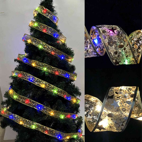 

led 5m10m20m double-layer lamp string christmas tree decorative fairy ribbon