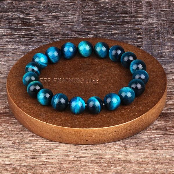 

beaded, strands minimalist 6/8/10/12mm lake blue tiger eye beads bracelet men natural stone braslet for man handmade casual jewelry pulseras, Black