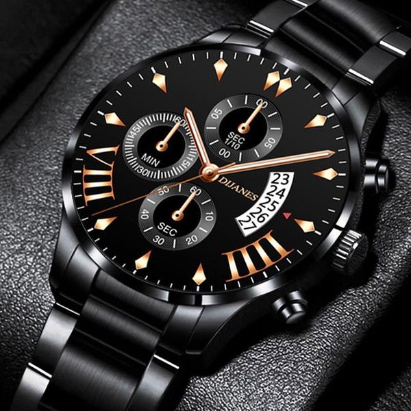 

wristwatches luxury watches for men business stainless steel quartz watch mens fashion sports casual date calendar clock reloj hombre, Slivery;brown