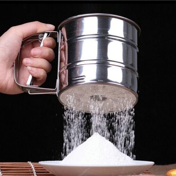 

baking & pastry tools stainless steel sieve cup powder flour mesh knife diy wheat cake sifter shakers #10