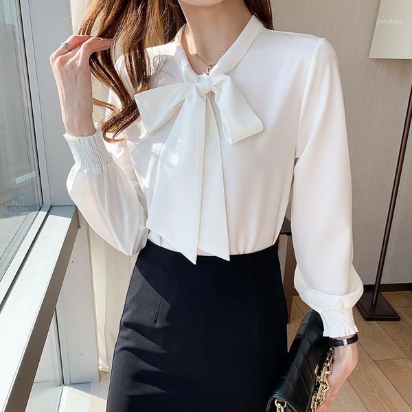 

women's blouses & shirts korean chiffon shirt blouse long-sleeved white