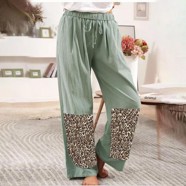 

women's pants & capris women wide leg streetwear baggy summer decorative belt trousers straight wideleg casual long, Black;white