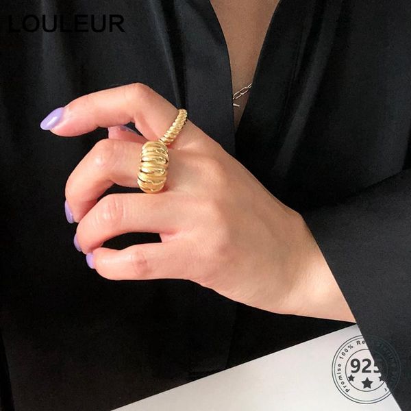 

cluster rings louleur real 925 sterling silver ring french style minimalist gold wide open for women fashion luxury fine jewelry gifts, Golden;silver