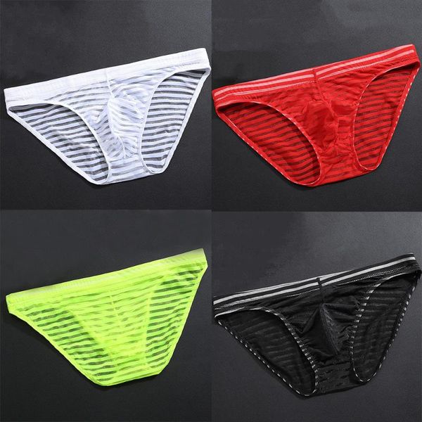 

underpants men underwear striped swim seamless panties hombres ice silk quick dry briefs bikini gay innerwear, Black;white