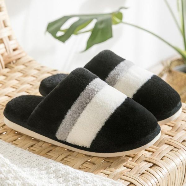 

slippers men's winter home outdoor indoor non-slip shoes casual warm, Black