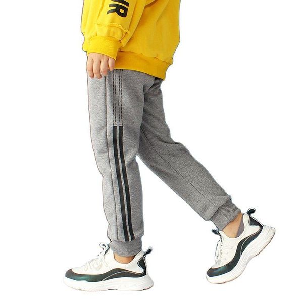 

trousers boys sport pants spring autumn children casual cotton boy long kids side striped elastic waist jogger 8 10y, Blue
