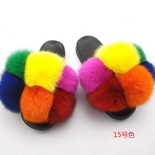 

flat fur ball slippers bottomed color women wear sandals fashion home, Black