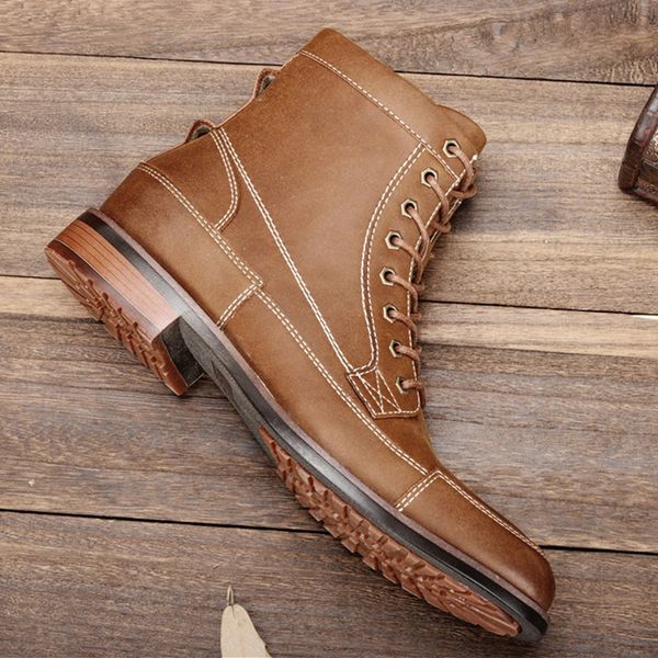 

812 men boots 2021 brand comfortable fashion leather boots #AL607C3, Brown