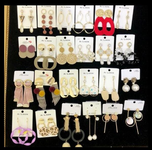 

10pair/lot mix style colors crystal fashion earring dangle chandelier for jewelry gift craft ea22 ship, Silver