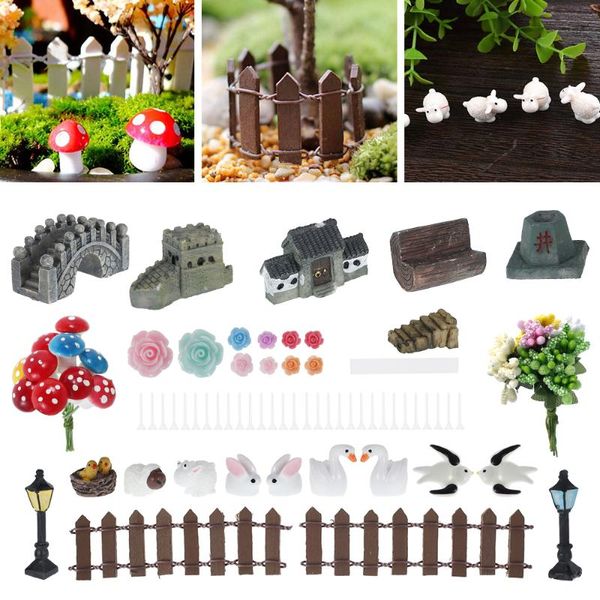 

80pcs mini craft figurine plant micro landscape decoration diy miniature fairy garden lawn yard ornament dollhouse accessories decorative ob