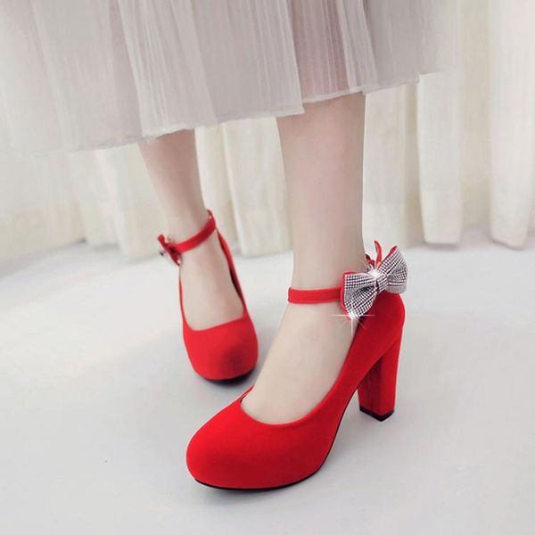 

dress shoes oversized ladies high heels women woman pumps pure color buckles high-heeled single, Black