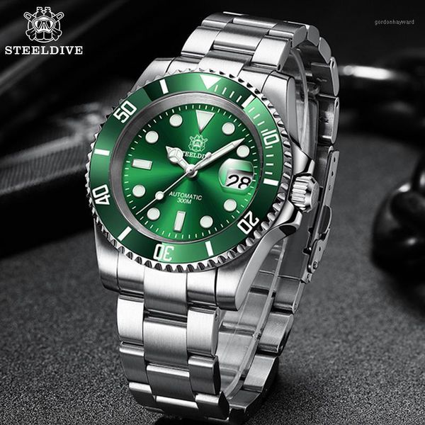 

wristwatches steeldive 1953 professional diver watch 300m waterproof nh35 sapphire ceramic bezel automatic mechanical dive men, Slivery;brown