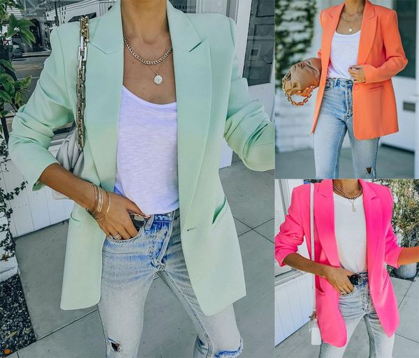 

women's suits & blazers blazer formal lady office work suit solid jackets coat women outwear femme long sleeve ac1483, White;black