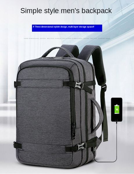

extended business backpack men large capacity lapbackpack anti-theft travel bag usb charging 39l school backpack mochila