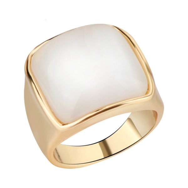 

cluster rings simple style light yellow gold color geometric white cat eye stone finger ring for party gift jewelry, Golden;silver