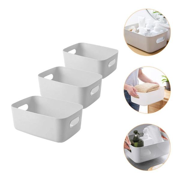 

bath accessory set 1 3pcs simple yet practical storage box holder for home (grey)