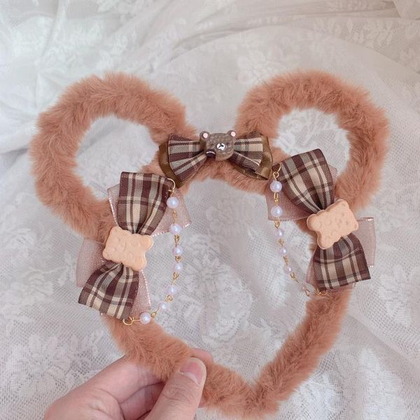

other event & party supplies hair accessories lolita lovely bear headband girl soft sister plaid bowknot plush ear