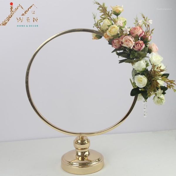 

sashes 10 pcs round ring arch wedding table centerpieces metal artificial shelf road lead floral stand backdrop decoration1