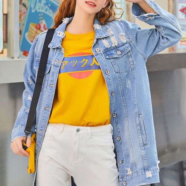 

women's loose denim jacket, Black;brown