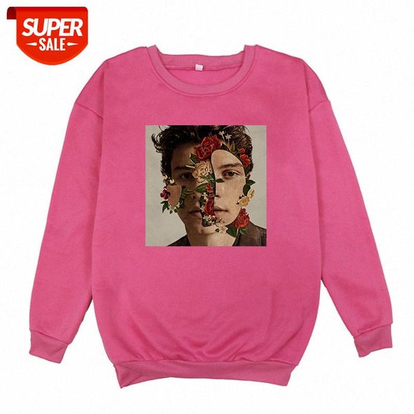 

shawn mendes print crew neck sweater loose and velvet can #ib4b, Black