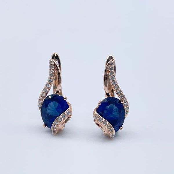 

dangle & chandelier round clear royal blue gorgeous women natural zircon party fine fashion jewelry 585 rose gold earrings, Silver