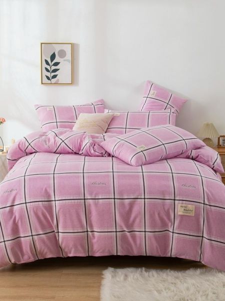 

bedding sets selling stripe lattice four piece set winter thickened frosted student