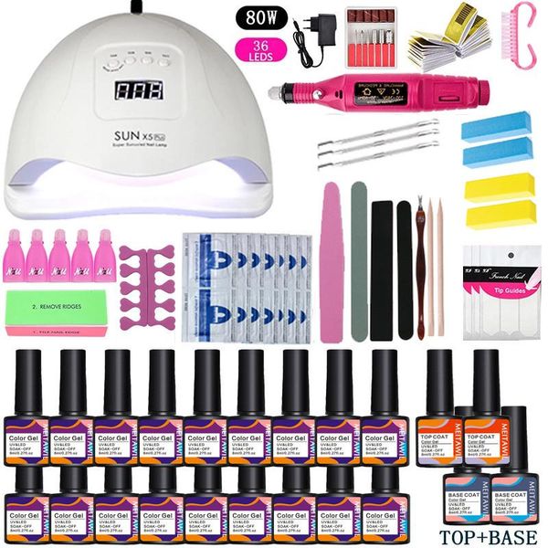 

manicure set uv gel kit nail drying led lamp drill machine dryer art kits