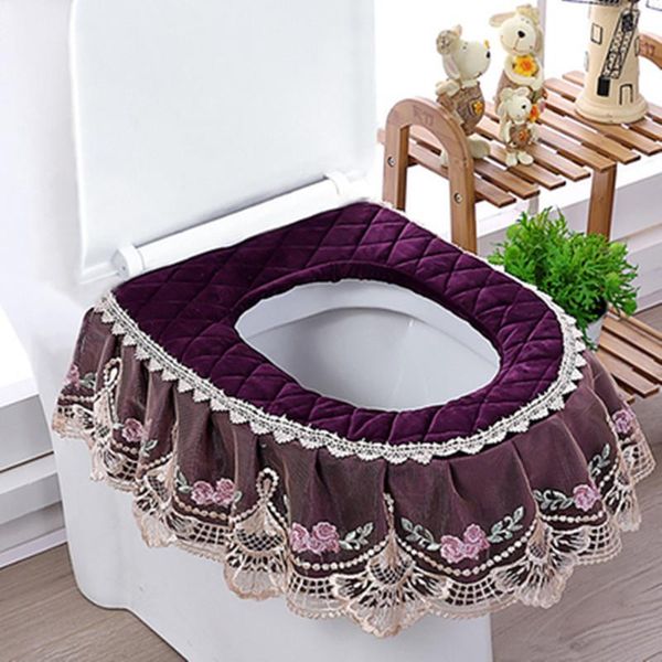 

cushion/decorative pillow 1pc u-shaped toilet seat cover lace cushion thick washable bathroom accessories sewing