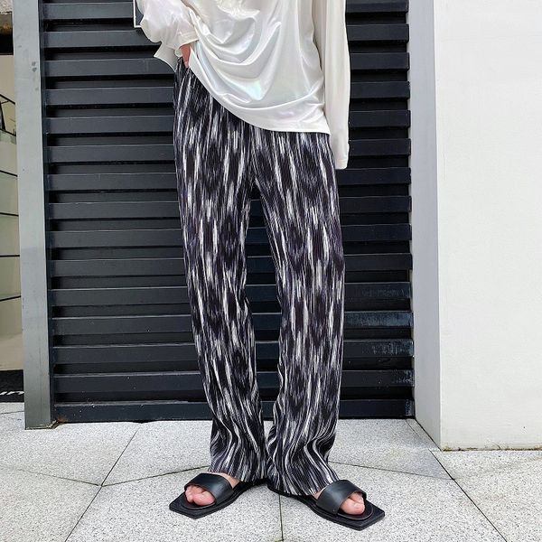 

pants fashionable the south korea's self-made lazy wind imitation silk comfortable casual for men and women, Black