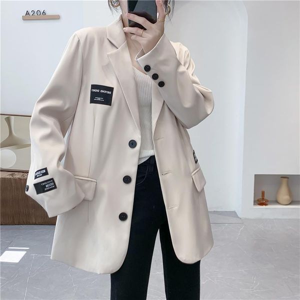

women's suits & blazers spring and autumn senior texture suit jacket female design sense niche korean style loose british casual small, White;black