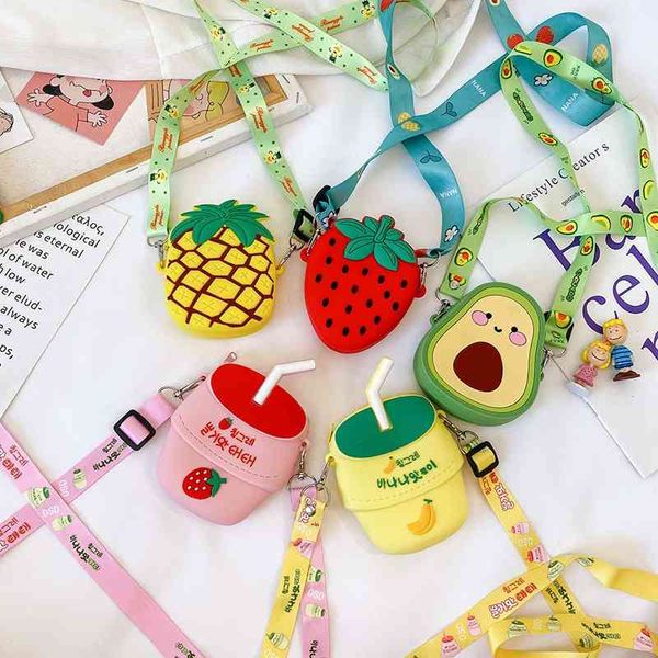 

fruit shaped children's small 2021 korean silicone lovely change accessory bag