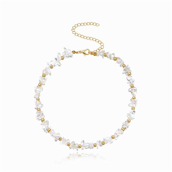 

chokers 2021 kpop accessories items for women irregular bright stone necklace simplee design metal chain, Golden;silver