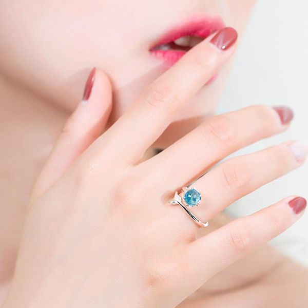 

cluster rings 925 sterling silver ring mermaid foam ajustable korean version individuality creative fishtail for female party gifts, Golden;silver