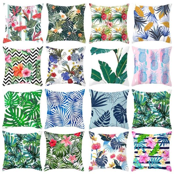 

pillow case 1 pcs 45x45cm tropical plant cactus monstera summer decorative throw pillows cotton linen cushion cover palm leaf green home de