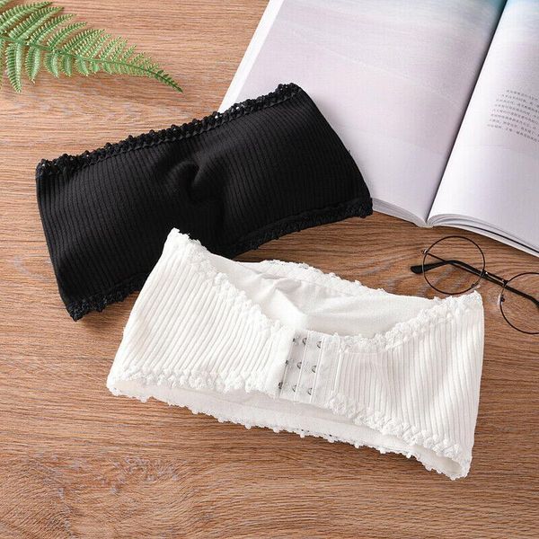 

women tube fashion strapless bandeau removable pads sport push-up bra underwear bustiers & corsets, Black;white