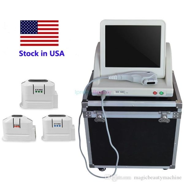 

stock in us promotion ultrasound face lifting wrinkle removal skin tightening hifu machine with 3 cartridges