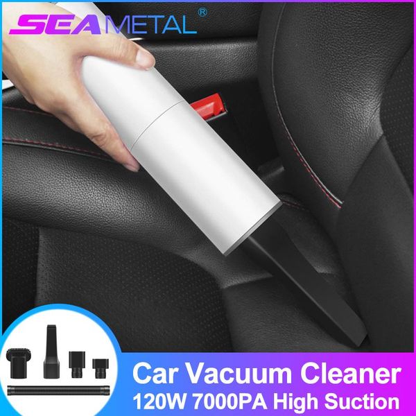 

portable car vacuum cleaner mini handheld vac 120w 7000pa strong suction wet/dry dual-use household for auto