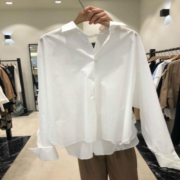 

blouse women spring and autumn style fashion back pierced air quality long-sleeved shirt female elegant women's blouses & shirts, White