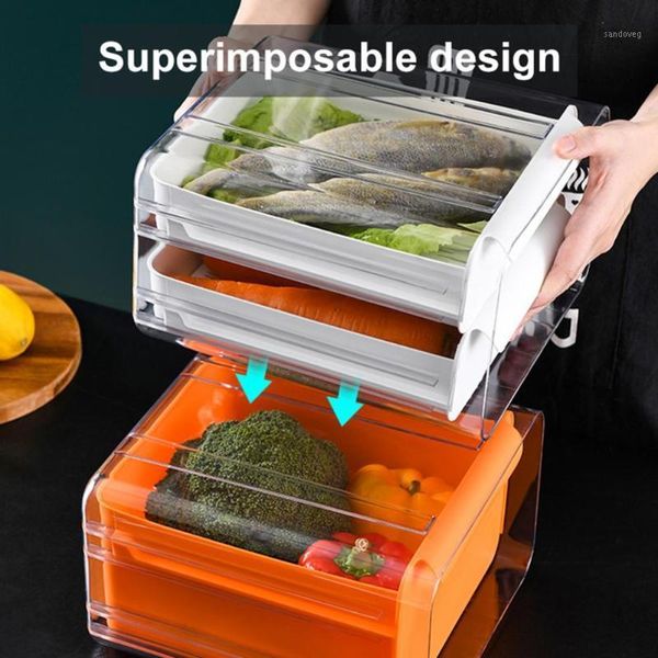

storage bottles & jars food container useful transparent cover refrigerator organizer 3 colors bin