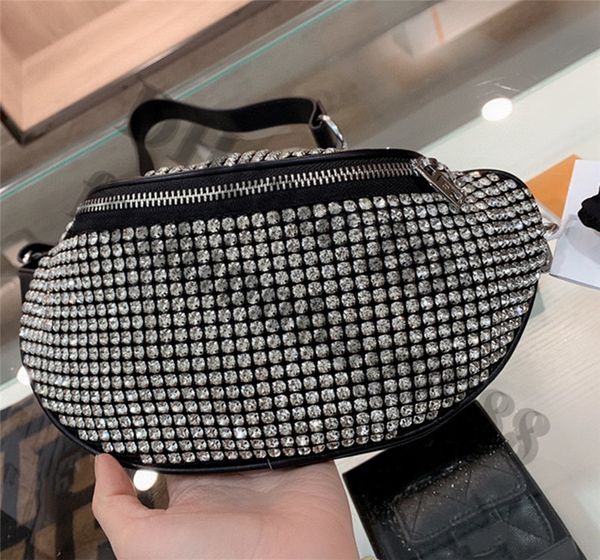 Frauen Schulter Büste Taillenbeutel Schimmer Diamant kleiner Sparking Cross Body Cross Body Bag Model Brand Frau Dame außerhalb Mini -Handtaschen für Telefonschlüsselballen 2023