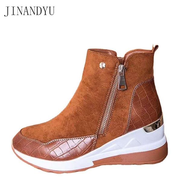 

boots size 43 warm winter shoes women ankle round toe fashion for men snow platform casual trend, Black