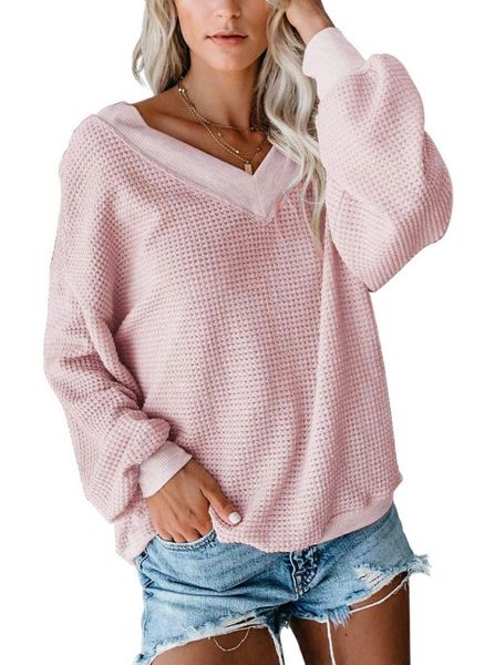 

women's sweaters sweater women pullovers autumn winter casual threaded large v-neck waffle long sleeve knitting 11 colors 3xl, White;black
