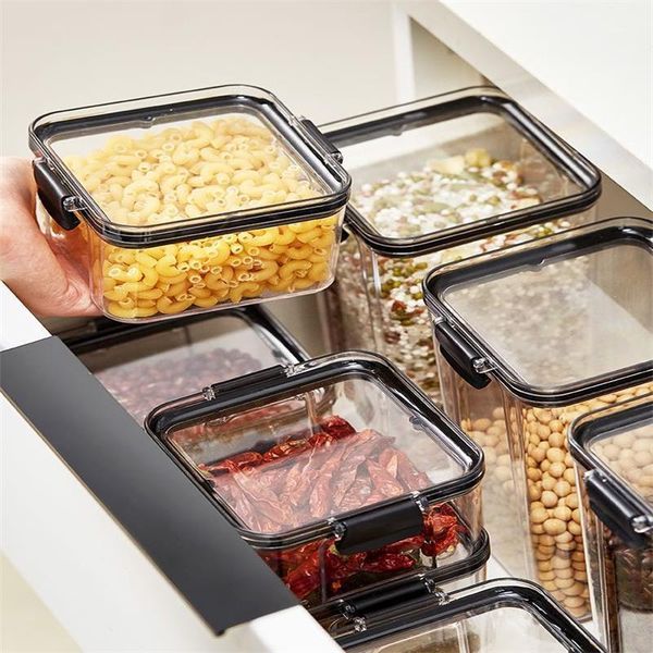 

storage bottles & jars 700ml pet plastic food containers set transparent stackable dry box kitchen spaghetti noodles sealed