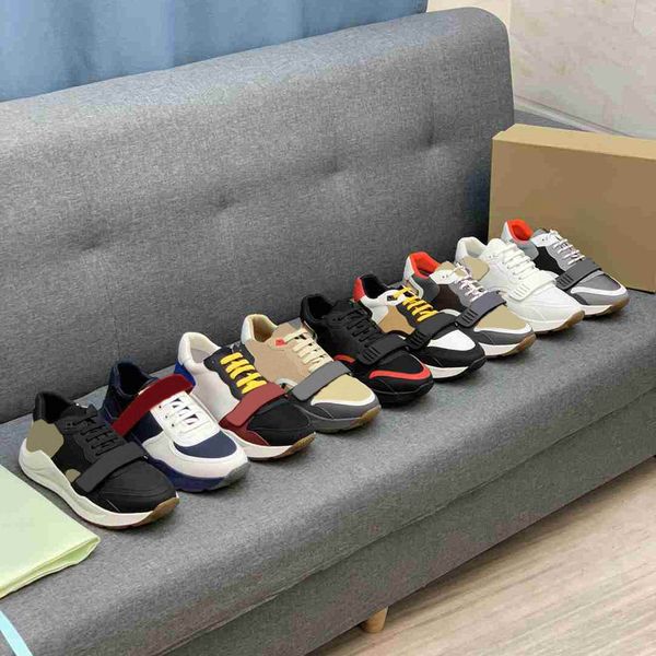 

designer men sneaker casual shoes real leather stripes heightening show style shoe fashion trainer classical with box quality, Black
