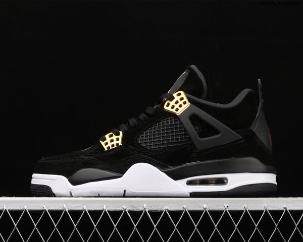 

royalty jumpman 4 4s fashion shoe black gold mens womens basketball shoesbu2s