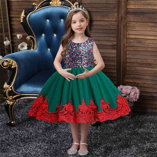 

halloween sequin princess sleeveless flower girl wedding red dress, Red;yellow