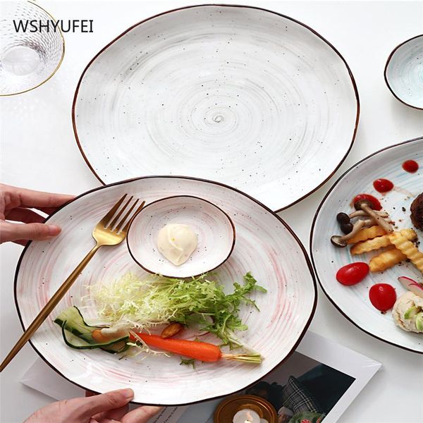 

dishes & plates european-style threaded hand-painted ceramic irregular dinner plate creative home steak exquisite western pasta