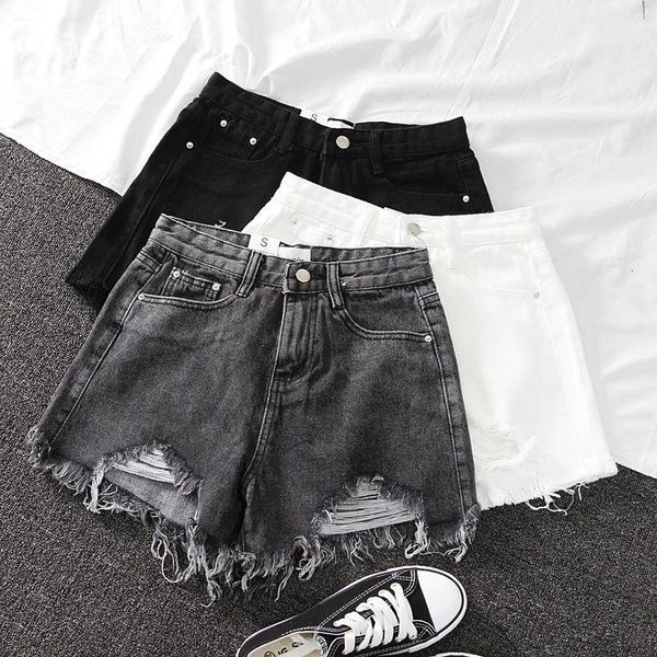 

summer women jeans shorts high waist fur-lined pockets denim n0134 women's, Blue