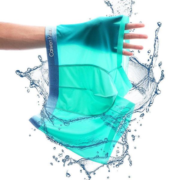 

underpants men's breathable underwear boxer briefs ice silk seamless ultra-thin antibacterial trend shorts 4 pcs gift box, Black;white