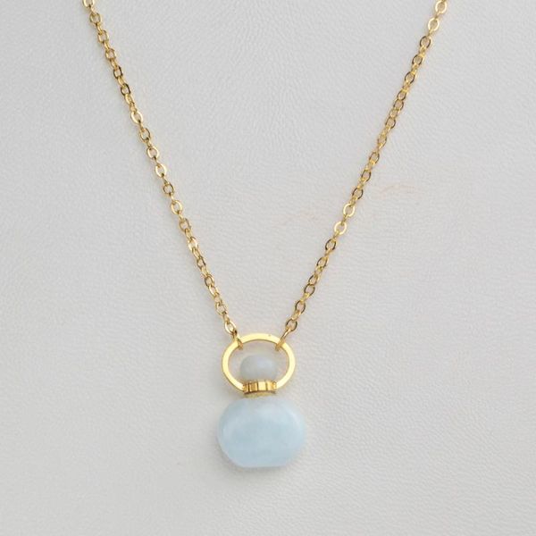 

pendant necklaces 5pcs gold color natural stone perfume bottle diffuser necklace essential oil aquamarines healing, Silver